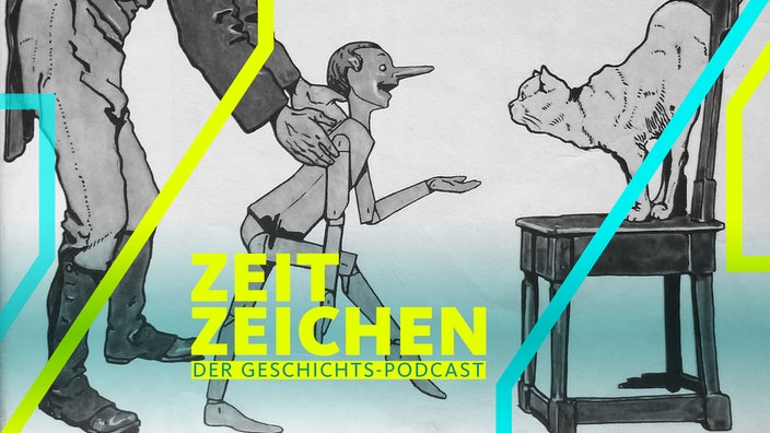 Geppetto, Pinocchio und Katze (Illustration von 1911)