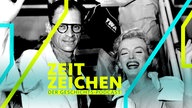 Marilyn Monroe und Arthur Miller winken vor einem Flugzeug der Presse zu