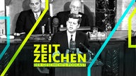 US-Präsident John F. Kennedy kündigt am 25.05.1961 im Kongress einen bemannten Flug zum Mond an