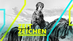 Die britische Abenteurerin Lady Hester Stanhope auf einem Pferd, Reproduktion eines Holzschnitts
