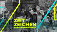 Rembrandts Bankrott 1656: Rembrandts Haus und seine Sammlungen werden versteigert; Farblithographie, anonym, Deutschland, 1906. Sammelbildchen der Compagnie Liebig's Fleisch-Extract. Nr. 5 der Serie: Aus Rembrandt's Leben. Privatsammlung.