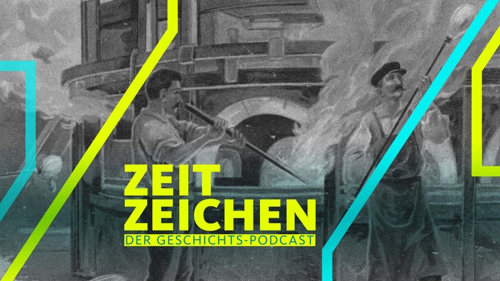 Die Glasindustrie, Der Schmelzofen, Liebigbild, digital restaurierte Reproduktion eines Sammelbildes von ca 1900