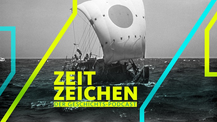 Das Papyrusboot "RA II" von Thor Heyerdahl auf hoher See (Aufnahme im April 1970)