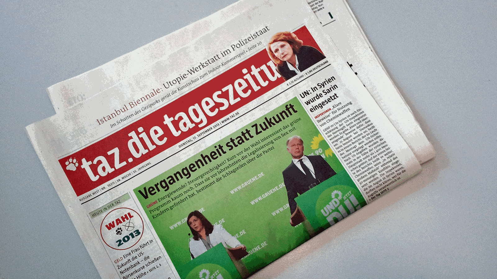 gedruckte Ausgabe  der "taz"