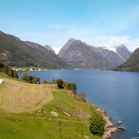 Fjærlandsfjord und der Jostedalsbreen, größer Gletscher Festlandeuropas.