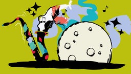 Illustration zu WDR 3 Resonanzen: Dargestellt werden Mond, Sterne und ein Saxophon.