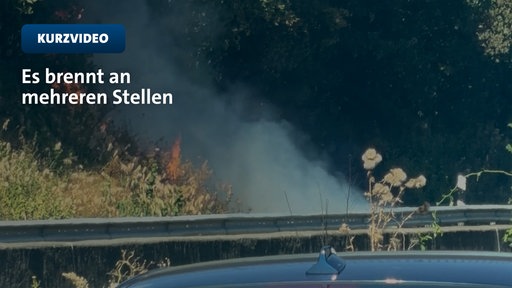 Böschungsbrand an der A2 | Video | tn