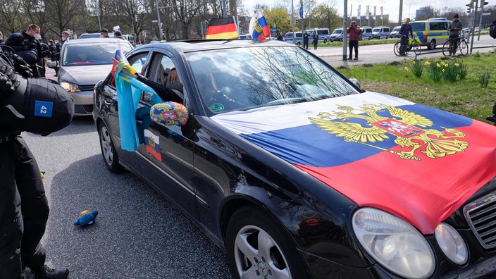 Pro-russischer Autokorso in Hannover am 10.04.2022