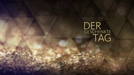 Das Logo der Sendung Der geschenkte Tag liegt aug gold- und anthrazitfarbenem Untergrund