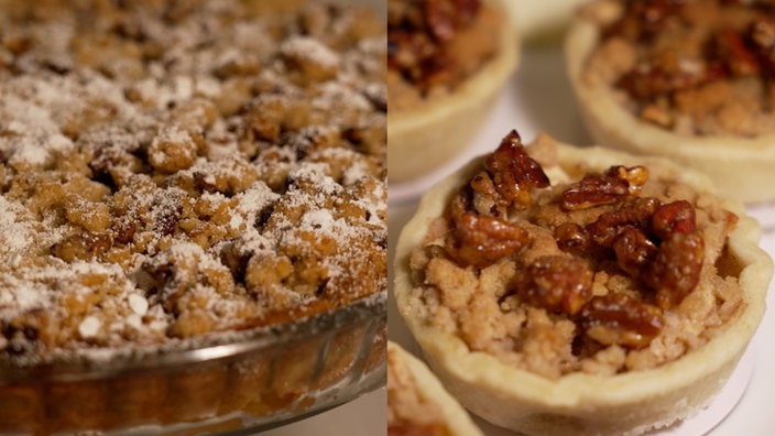 Apple Pecan Pie und Apfeltarte mit karamellisierten Pekannüssen