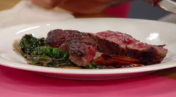 Mangold süß-sauer mit Steak