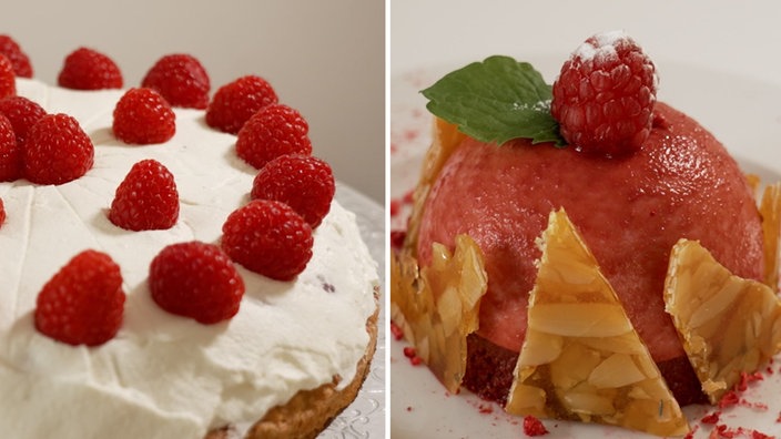 Himbeer-Makronentorte vs. Himbeer-Karamell-Törtchen