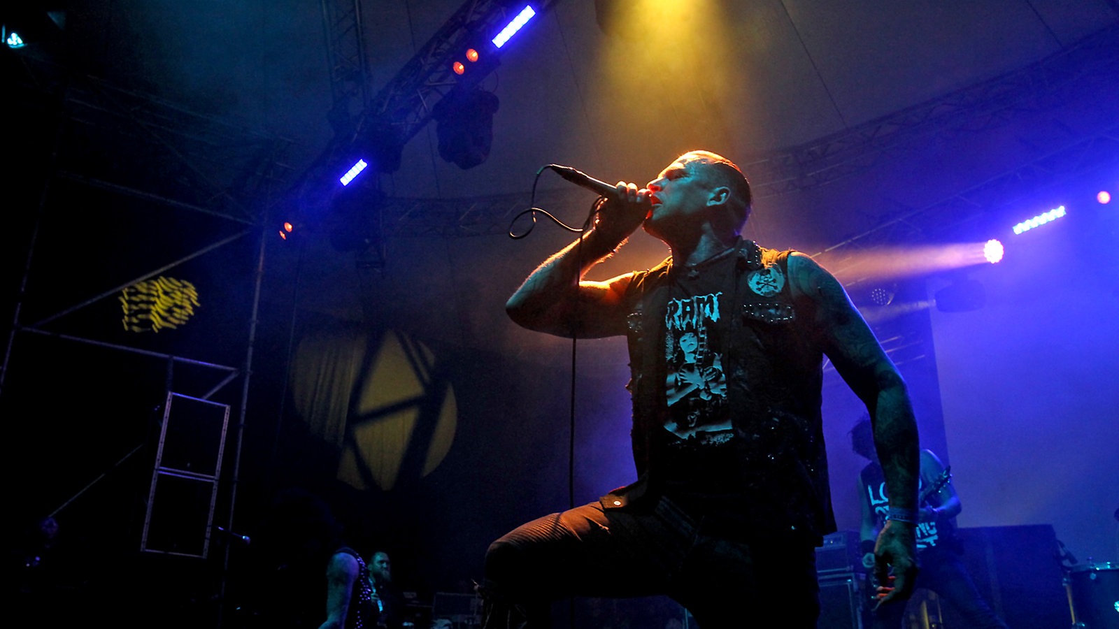 Combichrist während eines Auftrittes im Rahmen des "XXIV. With Full Force Festival 2017" vom 22.06. - 24.06.2017 in Ferropolis, Gräfenhainichen.