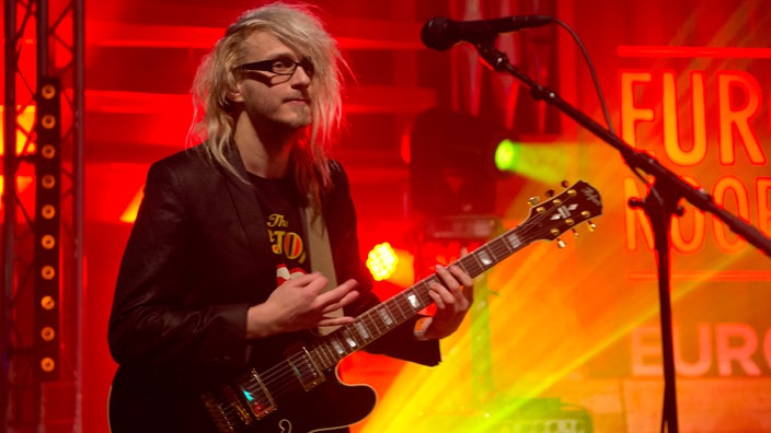 Begleitmusiker von Iris an der Gitarre.