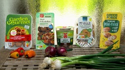 Das Bild zeigt die verschiedenen vegetarischen Frikadellen im Test. 