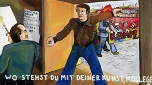 Gemälde Jörg Immendorff, Wo stehst Du mit Deiner Kunst, Kollege?