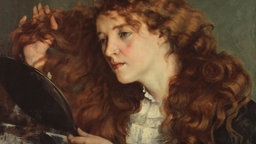 Gemälde von rothaariger Frau mit Spiegel