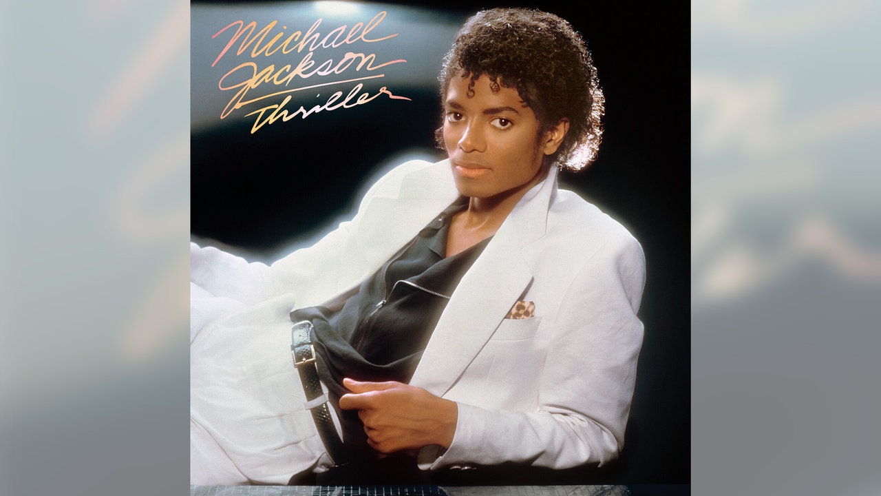 Cover des Albums "Thriller" mit einem Foto von Michael Jackson