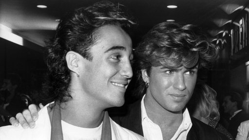 Schwarz-weiß Bild von Wham am 08.10.1984 in London