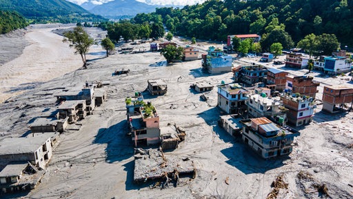Luftbild der Flutkatastrophe in Nepal