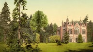 Das gotische Haus im Woerlitzer Park, digital restaurierte Reproduktion einer Photochromdruck aus den 1890er-Jahren.