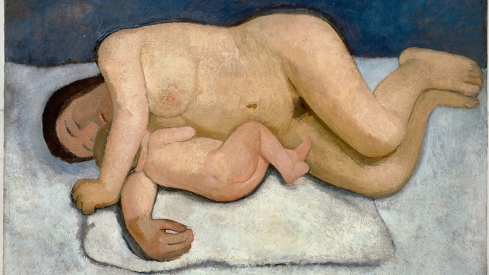 Das Beitragsbild des WDR3 Kulturfeature "Kinder, Kunst, Karriere – Mütter im Kulturbetrieb" zeigt das Ölgemälde “Liegende Mutter mit Kind” von Paula Modersohn-Becker.