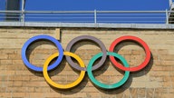Olympische Ringe am Deutschen Sport- und Olympiamuseum in Köln