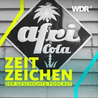 Historisches Reklameschild aus Blech von afri cola hängt an der Außenwand eines Kiosks