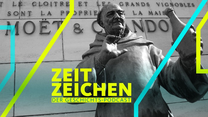 Die Statue des Mönchs Dom Perignon, geistiger Vater des Champagners