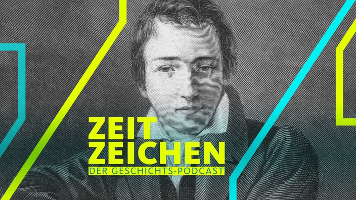Heinrich Heine auf einer kolorierten Lithographie nach Gemälde von Moritz Daniel