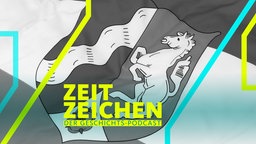 Die NRW-Flagge mit Landeswappen