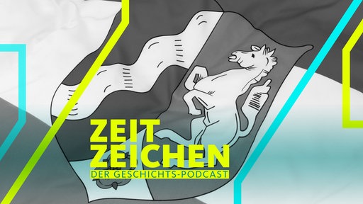 Die NRW-Flagge mit Landeswappen