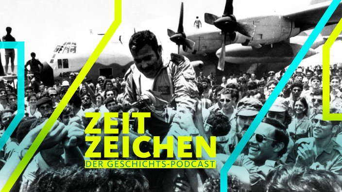 Ein bei der Befreiungsaktion in Entebbe beteiligter Pilot wird nach der Rückkehr in Israel stürmisch gefeiert