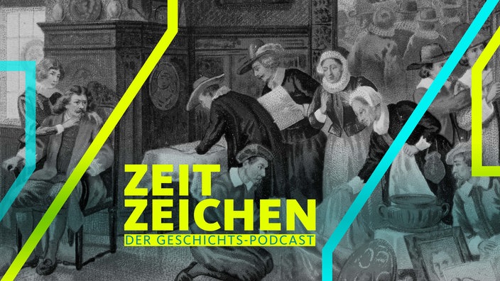 Rembrandts Bankrott 1656: Rembrandts Haus und seine Sammlungen werden versteigert; Farblithographie, anonym, Deutschland, 1906. Sammelbildchen der Compagnie Liebig's Fleisch-Extract. Nr. 5 der Serie: Aus Rembrandt's Leben. Privatsammlung.