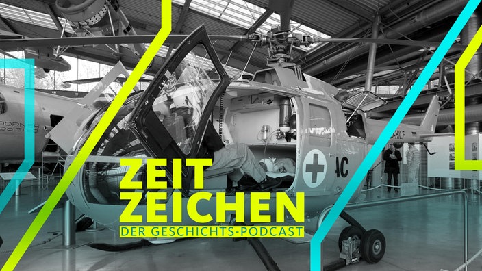 Ein aufwendig restauriertes Exemplar des Helikopters BO 105. Der Hubschrauber mit der Seriennummer 1 wurde am 1. November 1970 unter dem Funknamen Christoph 1 in der Luftrettungsstation am Klinikum Harlaching stationiert.