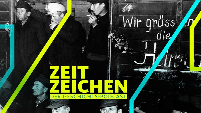 Deutsche Kriegsheimkehrer im hessischen Herleshausen am 9.10.1955