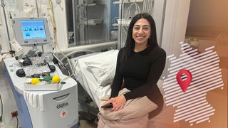 Maria spendet Stammzellen in einer Klinik in Frankfurt am Main