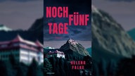 Das Buchcover zu Helena Falkes Thriller „Noch fünf Tage“ zeigt den prunkvollen Sitz einer Milliardärsfamilie vor einem Berg bei Davos in verheißungsvoll-dunklem Licht.
