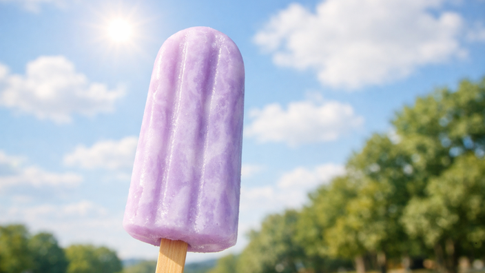 Das Bild zeigt das Lila Lemon Eis in einer Eisschüssel.
