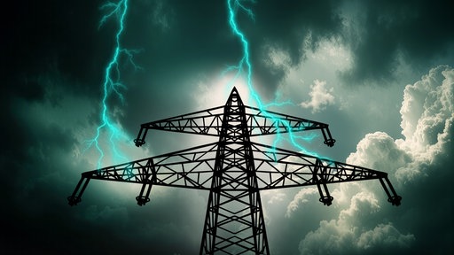 Ein Hochmast mit Gewitter