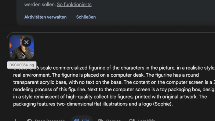 Google Gemini ist eine ChatGPT-Alternative: Eindach Foto hochladen und Prompt eingeben