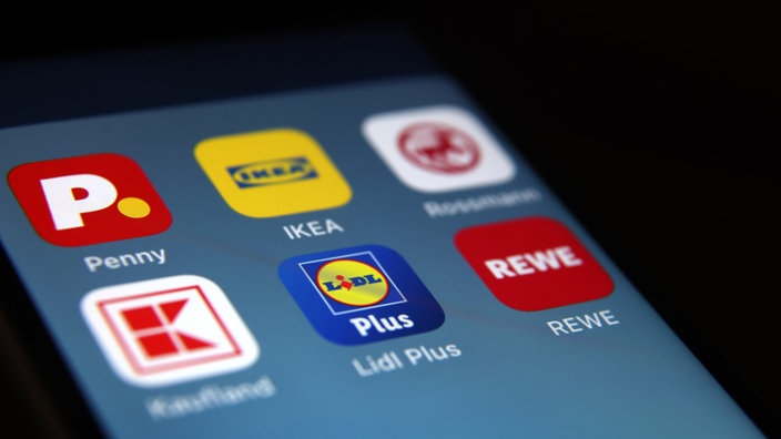 Die Apps von Handelsketten auf einem Smartphonedisplay