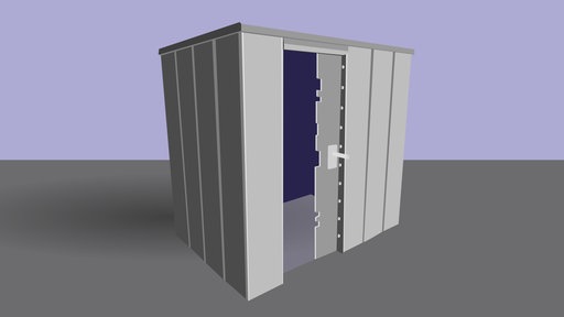 Bunker vor lila Hintergrund