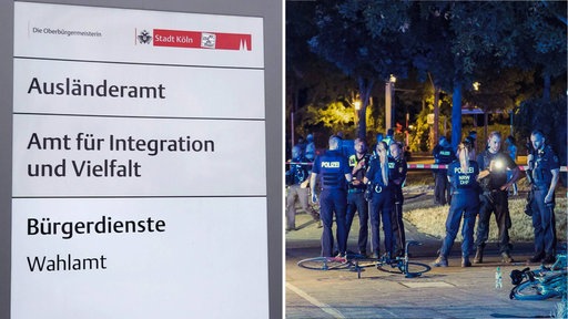Montage: Ausländeramt Köln und Einsatzkräfte in Köln