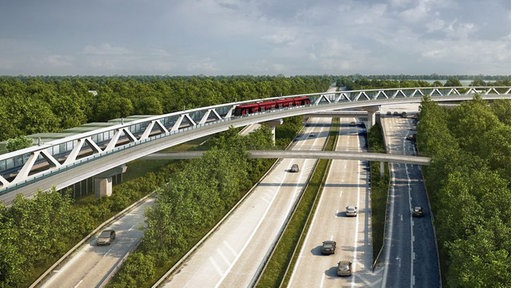 Grafische Darstellung der Brücke der Stadtbahnlinie U81 in Düsseldorf