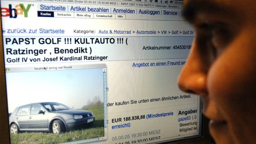 Die Ebay-Versteigerung des VW-Golf, der früher auf Papst Benedikt XVI angemeldet war
