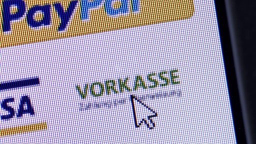 Vorauszahlungsbutton auf einer gefälschten Shop-Website