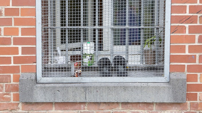 Ein fein vergittertes Fenster in der JVA Siegburg