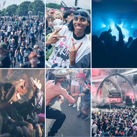 Eine Collage aus verschiedenen Fotos von Menschen auf Festivals