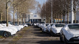 Abgedeckte Autos bei Ford in Köln
